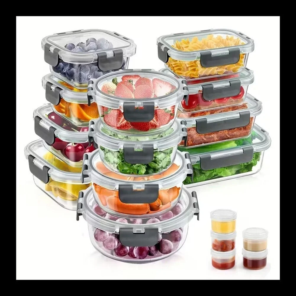 34 Pc Glass Food Storage Containers with Lids